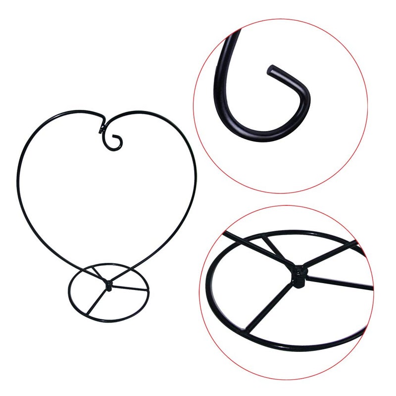 MOCOUM Ornament Display Stand, Iron Glass Ball Ornament Holder Stand for Hanging Plants, Hanging Terrarium Stand for Christmas Wedding Ornament, Home Office Decor (5pcs Black Heart Shaped) - Image 4